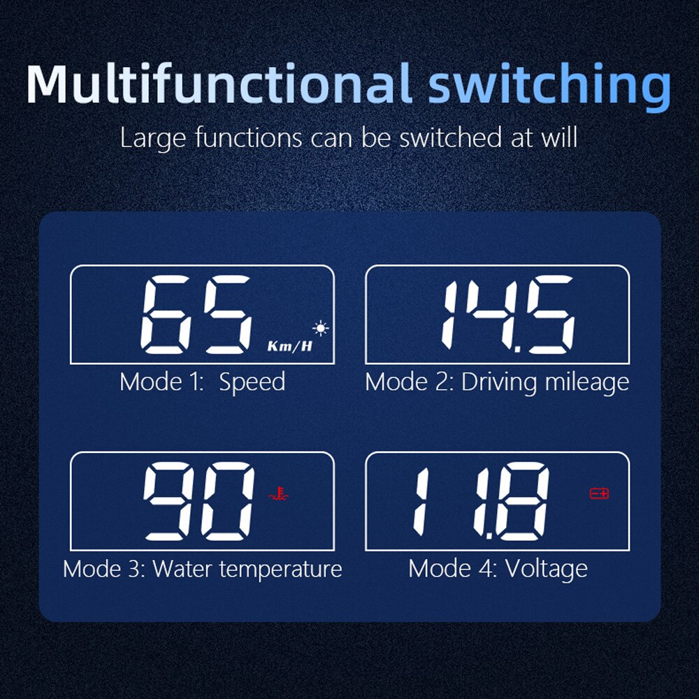 El espejo retrovisor obd2 HUD de la pantalla frontal C100 actualiza la proyección del parabrisas del velocímetro del vehículo de consumo de combustible de velocidad opcional