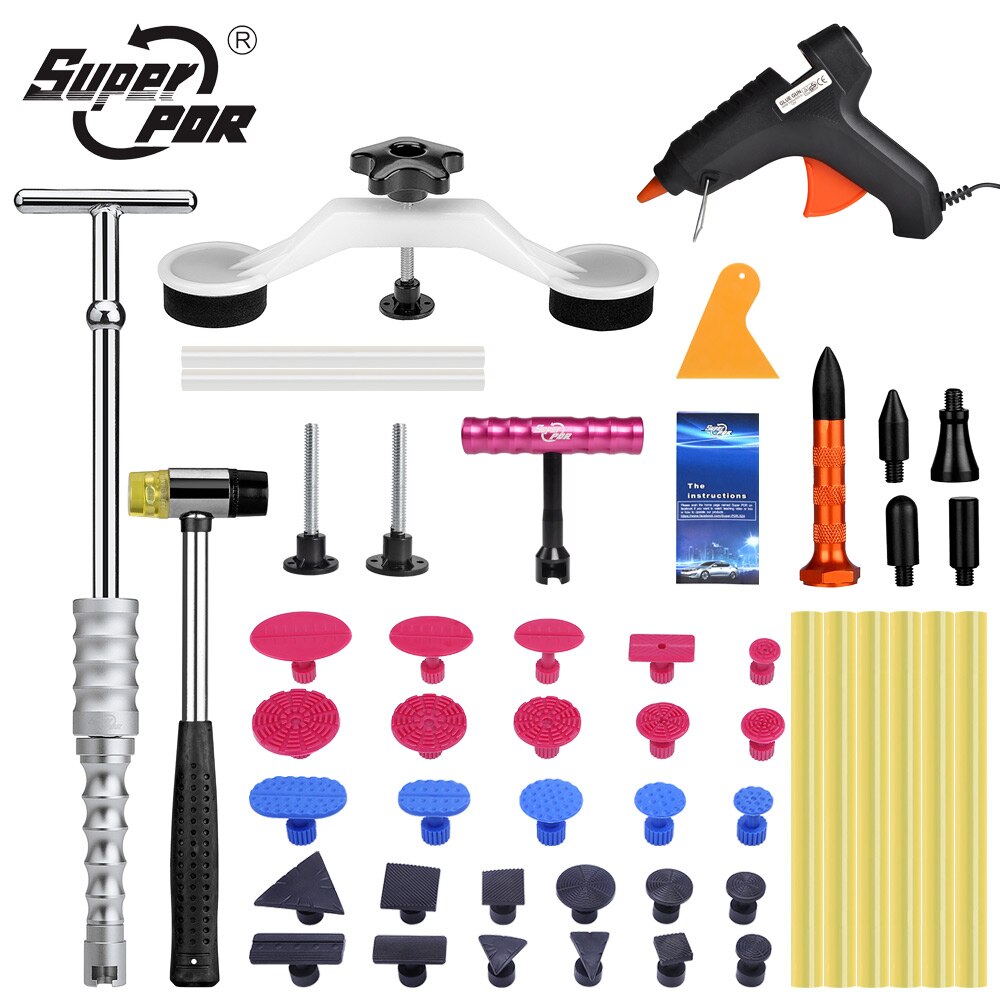 Super PDR Tools Kit For Car Dent Pullers Suction Cup Black Hot Melt Glue Gun For Hot Adhesive Glue Sticks White Pulling Bridge