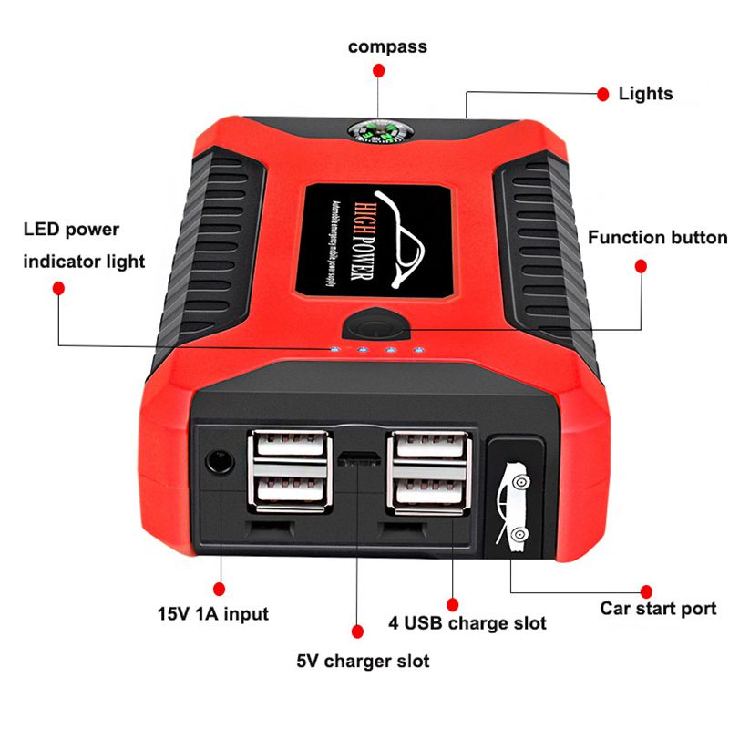 El Grupo de alimentación del arranque de salto del automóvil 20000ma 600a 12v emite un cargador portátil de arranque de emergencia para el dispositivo de arranque de la batería auxiliar del automóvil