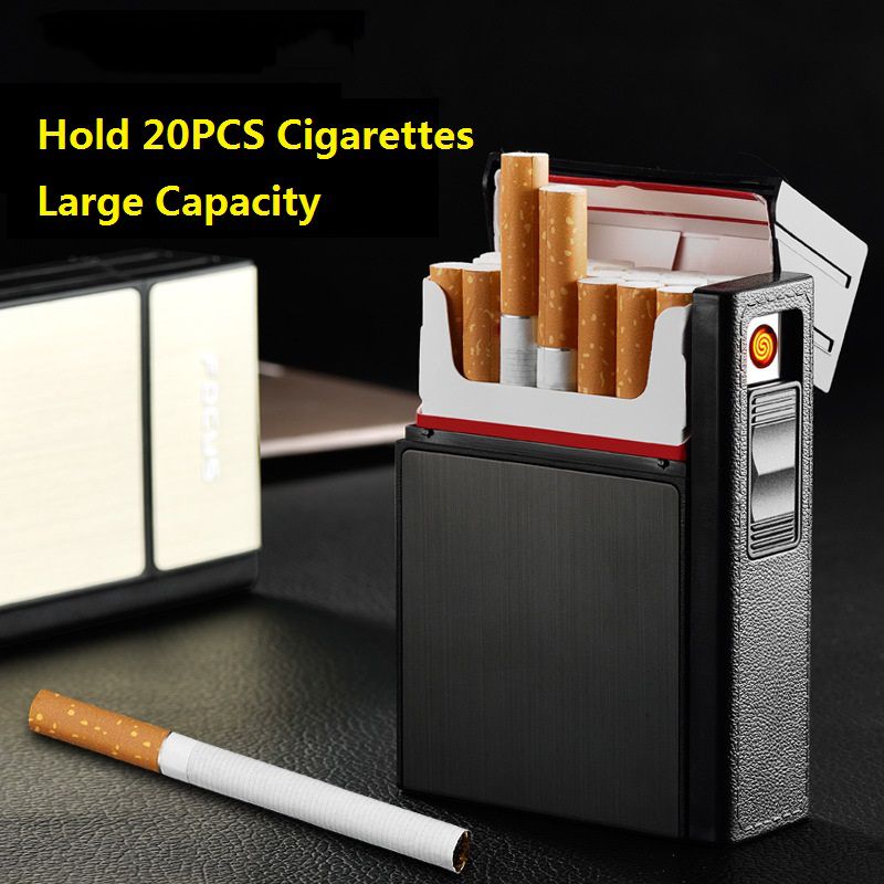 Cc035a nueva caja de cigarrillos metálica extraíble con encendedor electrónico recargable USB