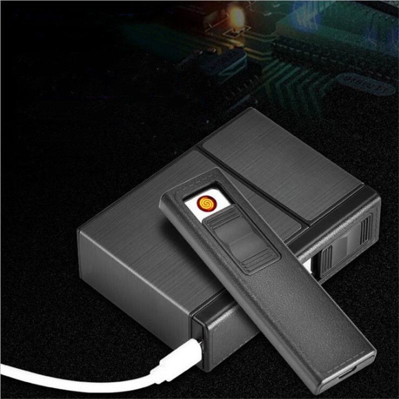 CC035A Brand New Detachable Metal Cigarette Case with USB Rechargeable Eletronic Lighter