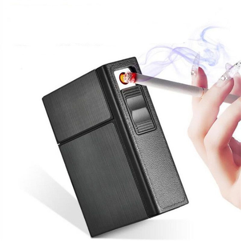 Cc035a nueva caja de cigarrillos metálica extraíble con encendedor electrónico recargable USB