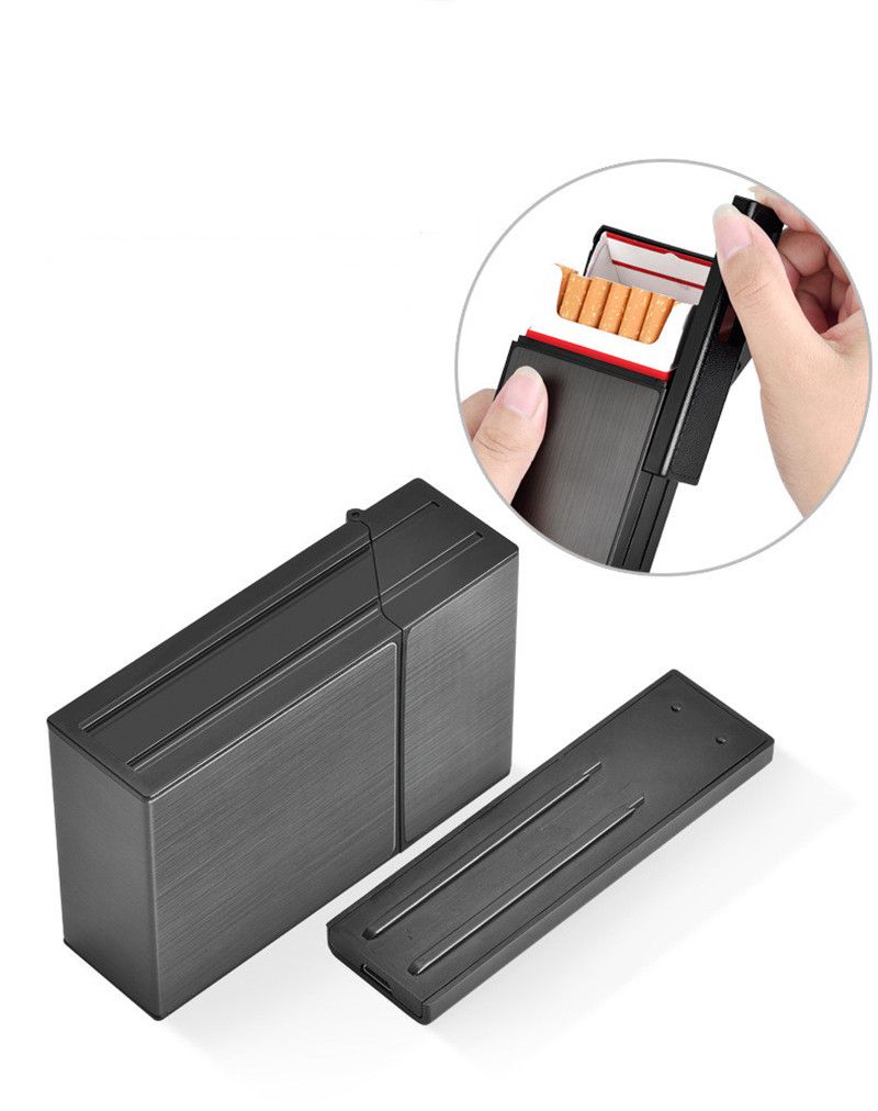 Cc035a nueva caja de cigarrillos metálica extraíble con encendedor electrónico recargable USB