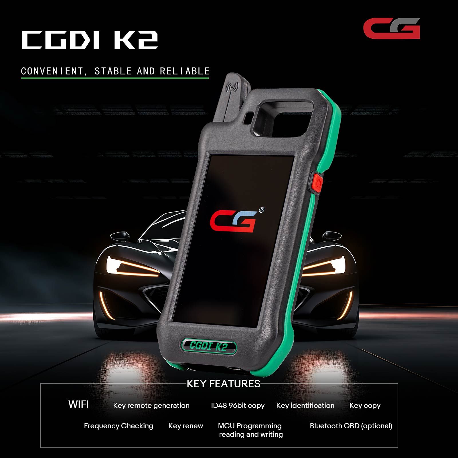 2026 CGDI K2 Remote Key Programmer Remote Generator With 3 pcs CGDI C4648 Super Chips Support 96Bit ID48 Copy Newly Add BMW BDC3 Key Copy