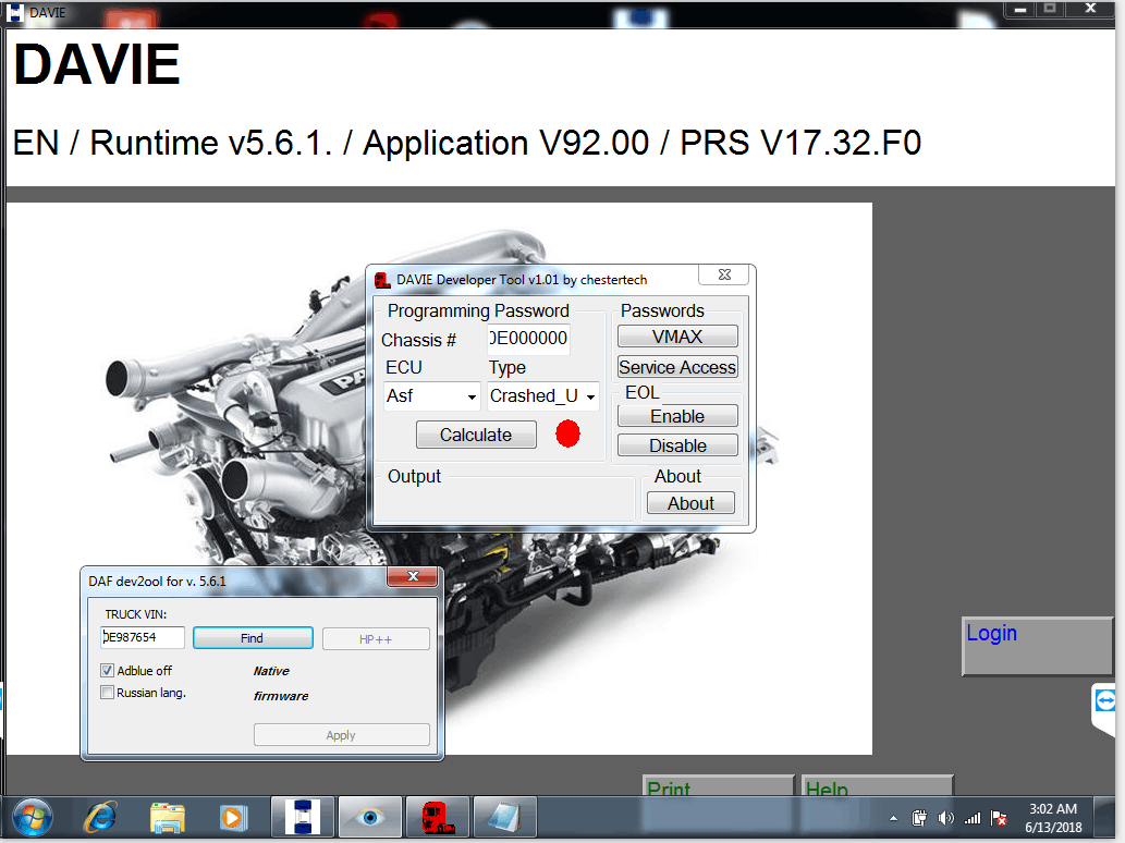 DAF DAVIE Developer Tool plus DAVIE DEVIK Adblue Removal Tool