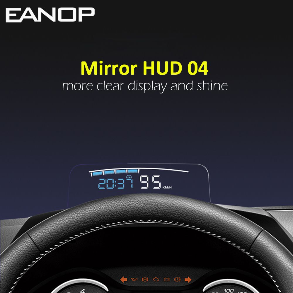 EANOP HUD Mirror 04 Car Head up Display OBD2 Windshield Speed Projector Security Alarm Water temperature Overspeed RPM Voltage