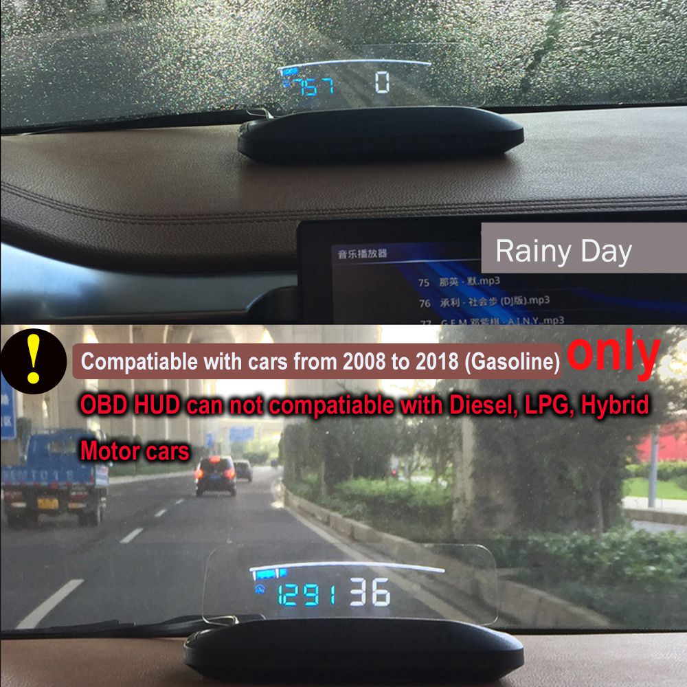 EANOP HUD Mirror 04 Car Head up Display OBD2 Windshield Speed Projector Security Alarm Water temperature Overspeed RPM Voltage