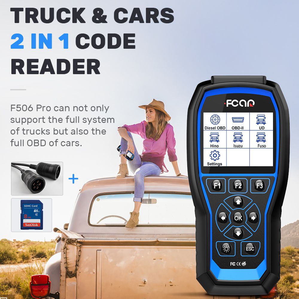 FCAR 506 Pro F506 Full Systems Scan Tool DPF Regeneration Oil Reset OBD 2 Diagnostic Tool