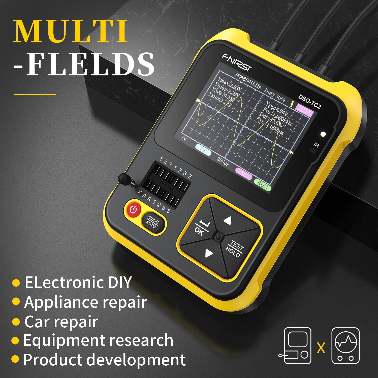 Fnirsi dso - tc2 detector de Transistor de osciloscopio digital portátil dos en uno multímetro multifuncional voltaje de diodos LCR para detectar la salida PWM