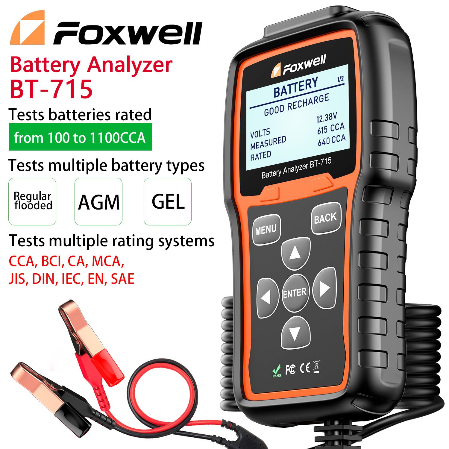 El analizador de batería foxwell BT - 715 admite la sustitución multilingüe de foxwell BT - 705