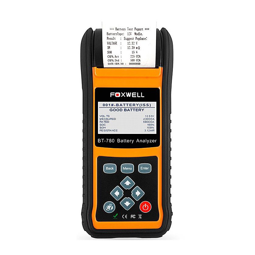 Foxwell bt780 probador de baterías de 12v 0 - 1000a analizador de baterías AGM gel ebp automotriz con impresora incorporada 12v - 24V para iniciar el sistema de carga