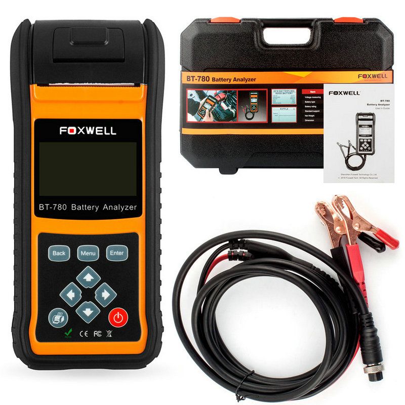 FOXWELL BT780 12V Battery Tester 0-1000A Car AGM GEL EBP Batteries Analyzer Built-in Printer 12V-24V Starting Charging System