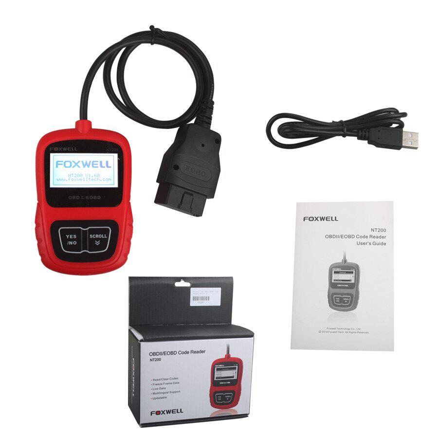 Foxwell CAN OBDII/EOBD Code Reader NT200 Multi-Languages And Update Free Lifetime