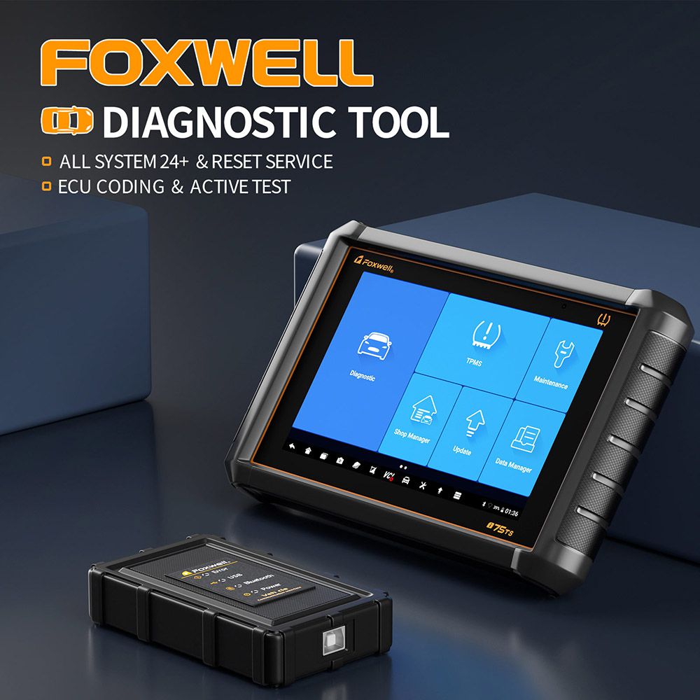 Foxwell i75ts Premier herramienta de diagnóstico de programación en línea, con 35 funciones de reinicio de servicio, soporte de programación tpms