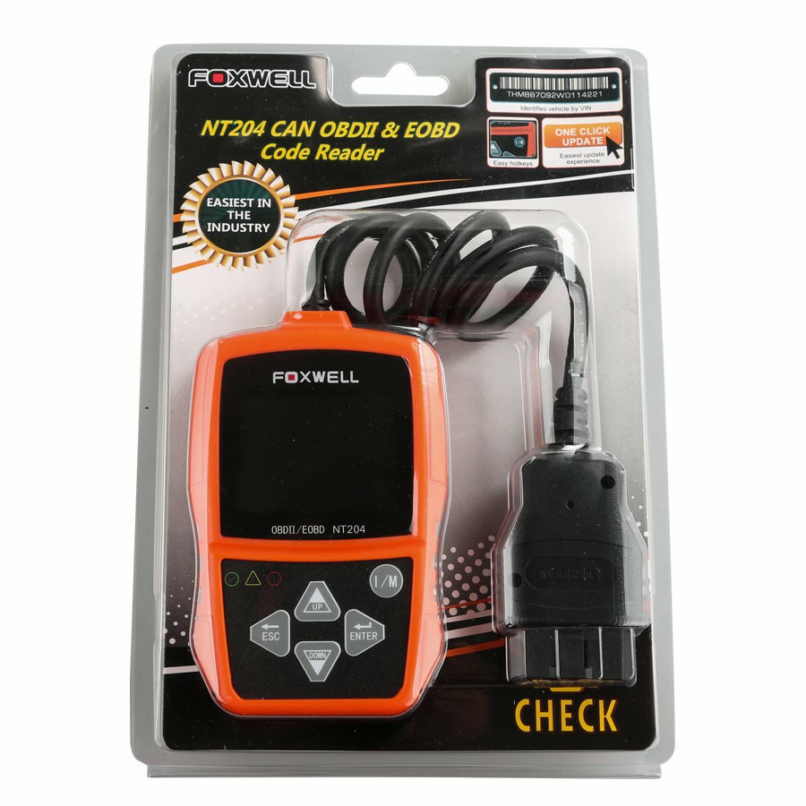 Foxwell nt204 obd2 can herramienta de diagnóstico lector de código de falla disponible en varios idiomas