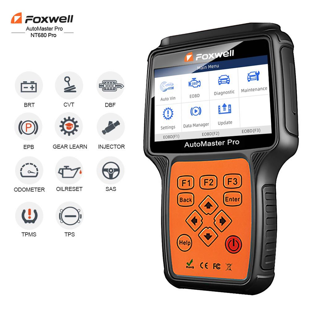 Foxwell nt680 pro all System all makes scanner con la actualización de funciones especiales nt644 Pro