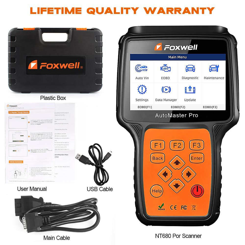 Foxwell nt680 pro all System all makes scanner con la actualización de funciones especiales nt644 Pro