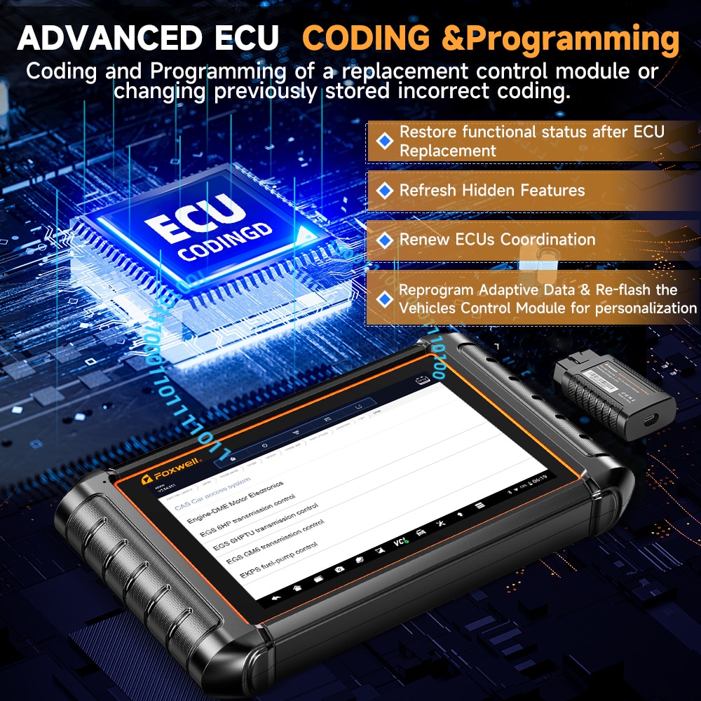 2023 FOXWELL NT909 OBD2双向扫描仪ECU编码所有系统汽车诊断工具CAN-FD/DOIP FCA AutoAuth扫描仪