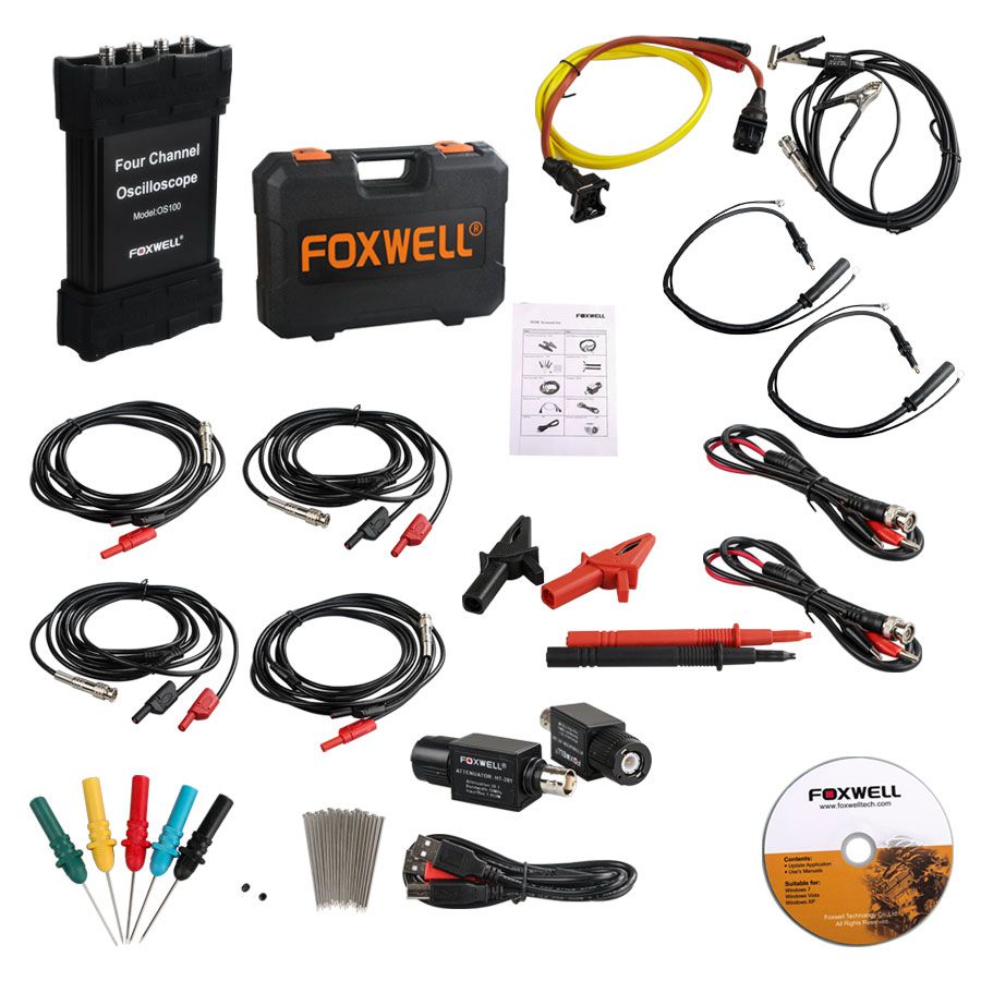 Foxwell os100 osciloscopio de medición de automóviles de cuatro canales