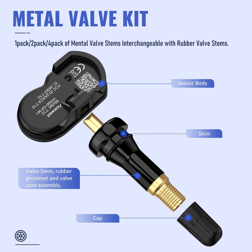 Foxwell T10 MX - sensor 315 MHz 433 MHz tpms sensor detector detector de presión de neumáticos detector clonable y programable activado sensor universal