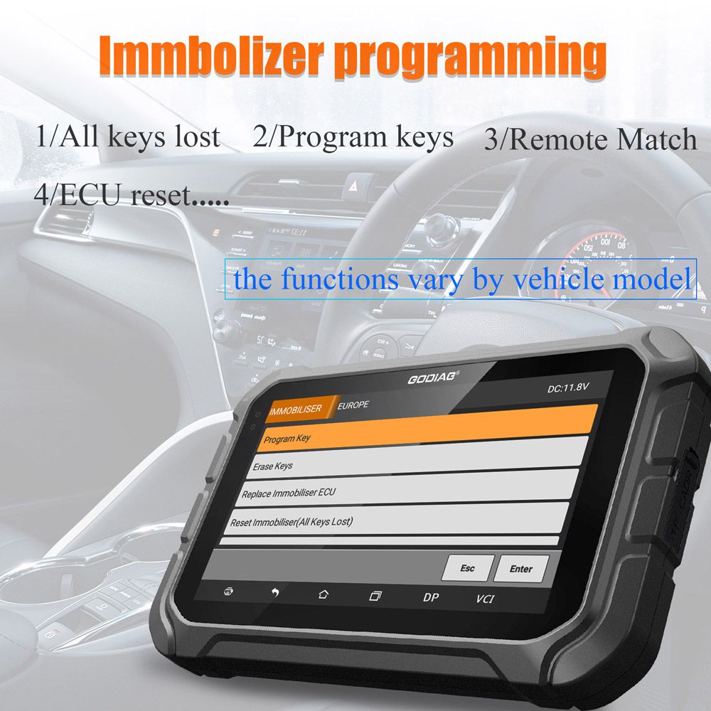 Programadores clave godiag gd801 soporte multilingüe para la corrección de kilometraje ABS EPB tpms eeprom, etc.