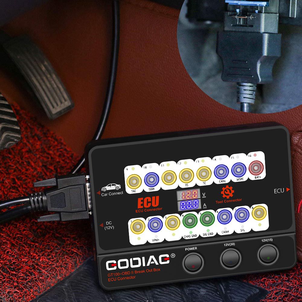 Godiag gt100 + gt100 pro nueva generación de caja de fusibles de visualización de corriente electrónica OBDII