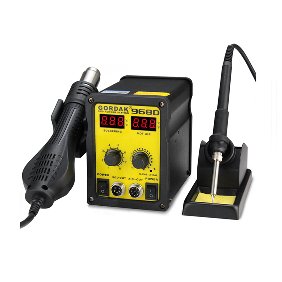 GORDAK 968D Double Digital Display 2 In1 Hot Air Gun Soldering Station Mobile Phone Chip Repair Desoldering Tools