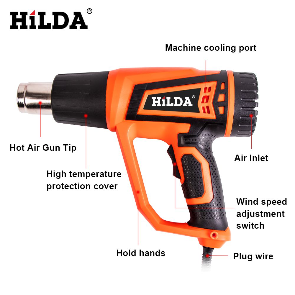 Hilda 2500w pistola de aire caliente con 2 temperaturas ajustables pistola de aire caliente eléctrica avanzada pistola de aire caliente 220V herramienta eléctrica