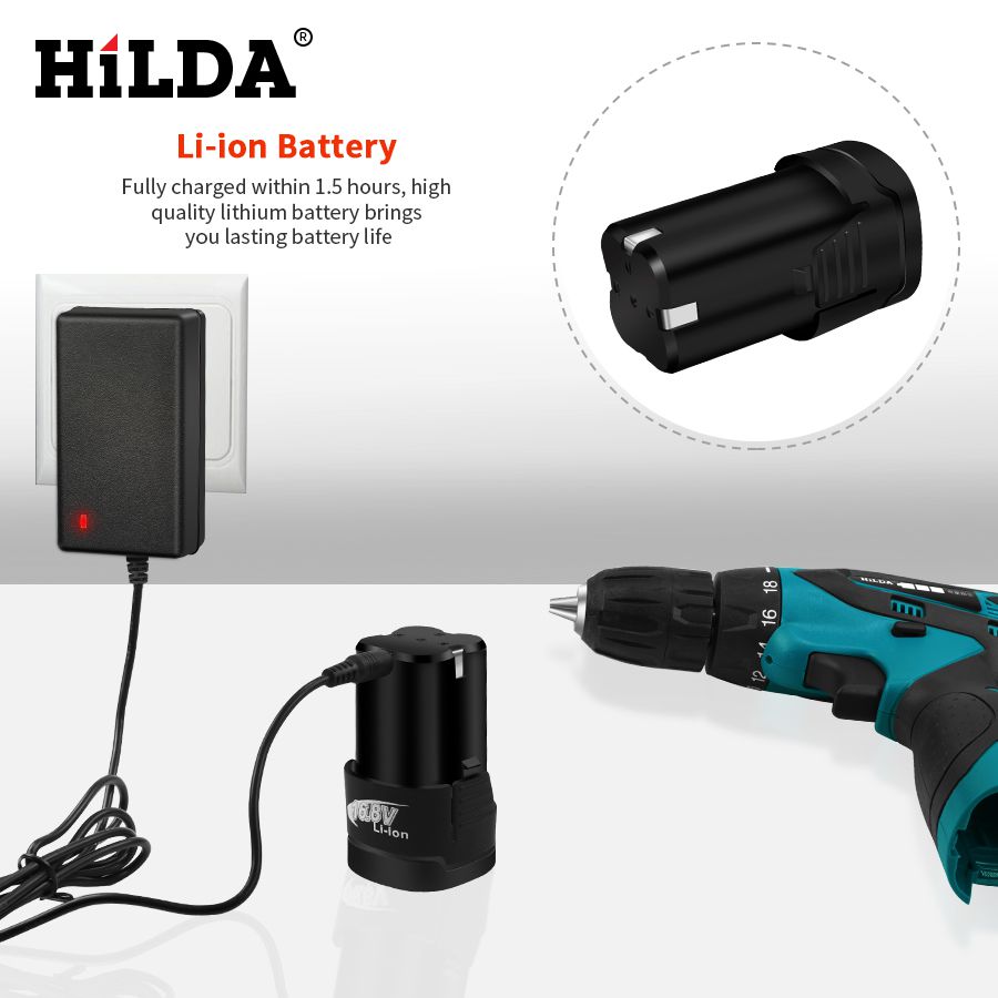 HILDA Mini Portable Electric Screwdriver Electric Drill Lithium Battery  Mini Drill Cordless Screwdriver Power Tools Cordless Drill