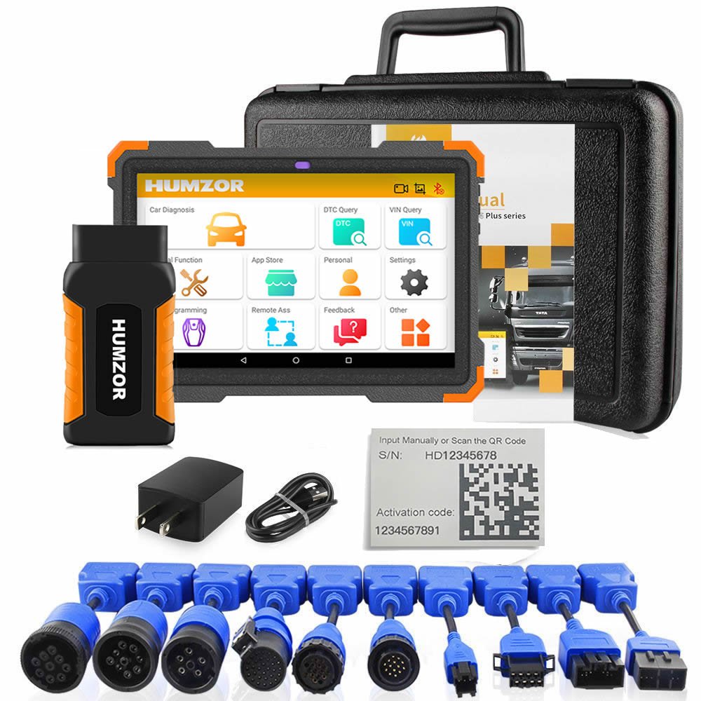 HUMZOR ND566 Elite Heavy Duty Truck Full System Diagnostic Scanner for Engine ABS Airbag DPF Odometer Adjustment Diesel OBD