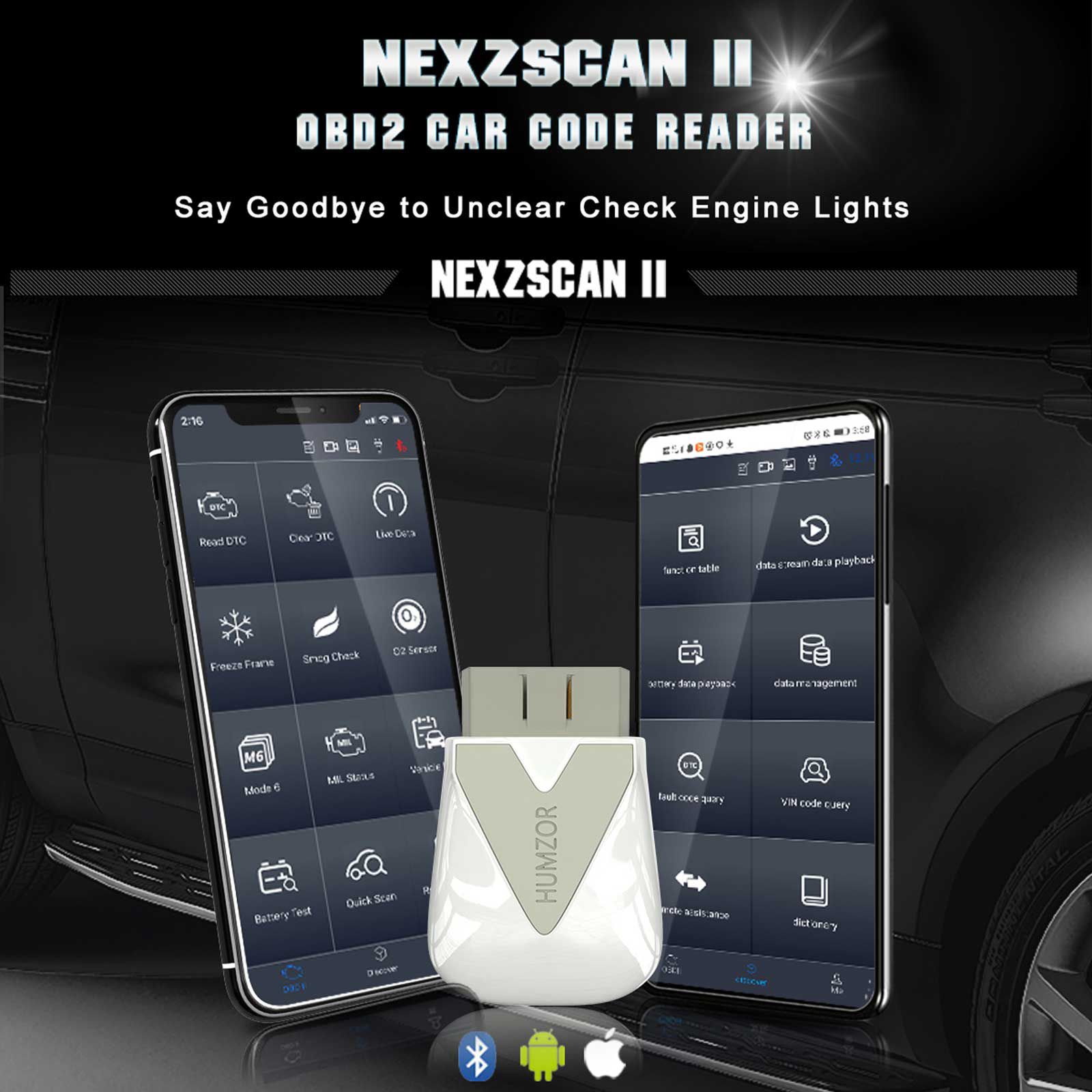 2023 Último humzor nexzskan II nl100 escáneres profesionales Bluetooth obd2 obd2 herramientas de diagnóstico de automóviles Ios Android lectores de código