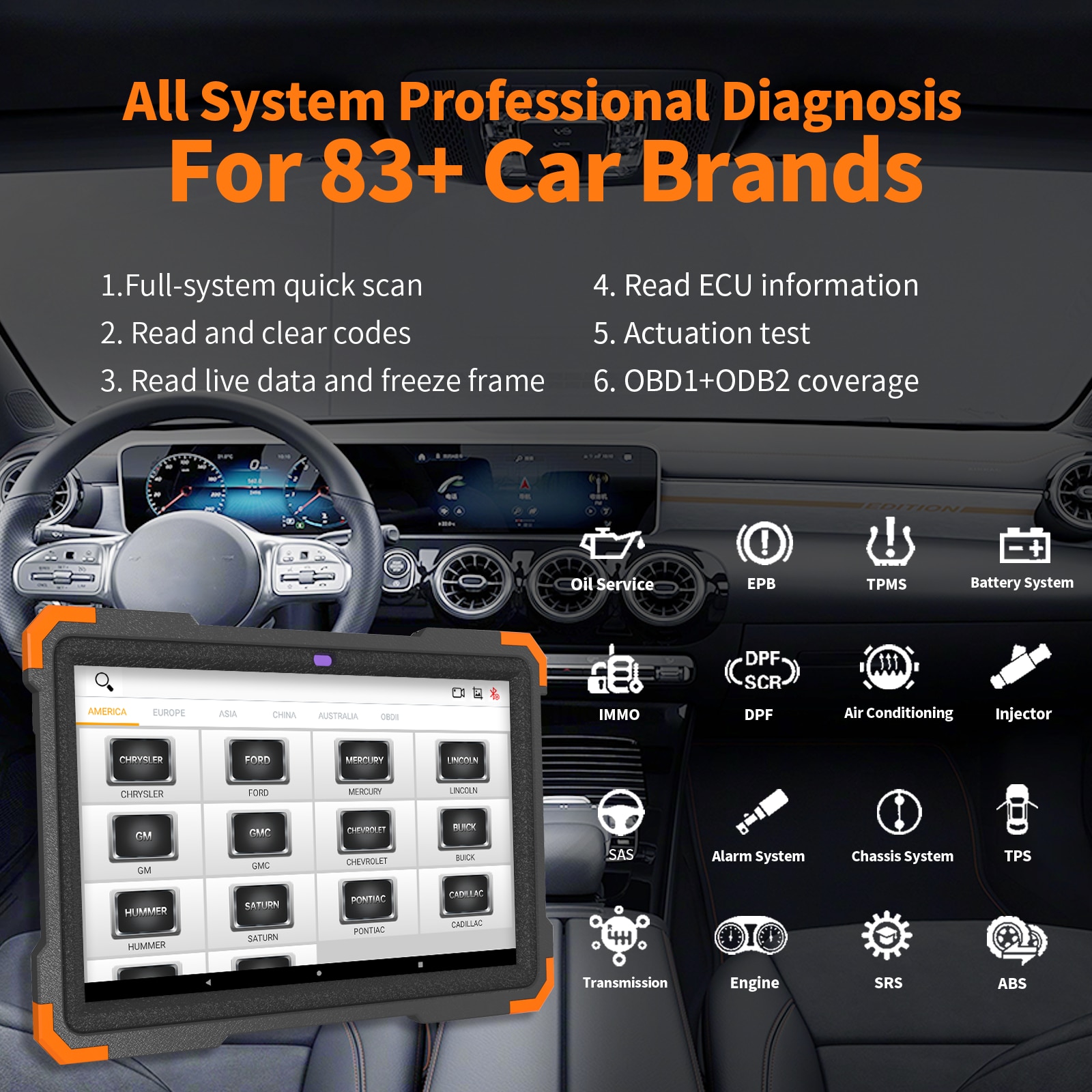 Escáner de diagnóstico automotriz humzor ns366s tableta SAS CVT Gear Learning all System 13 restablece la herramienta de diagnóstico OBD 1 / 2 automotriz