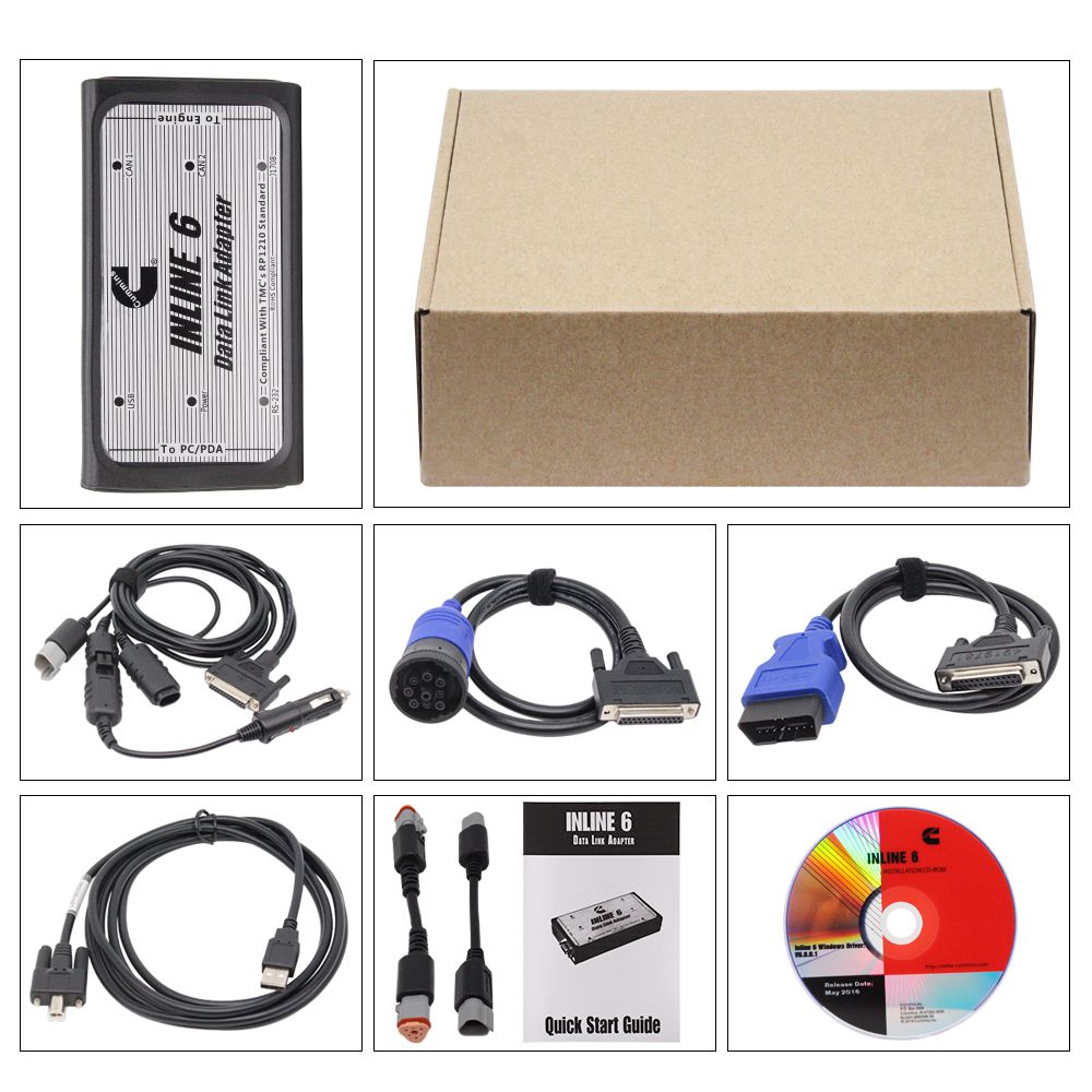 INLINE 6 Data Link Adapter Insite 7.62 Diagnostic Tool for Cummins Diesel Engine