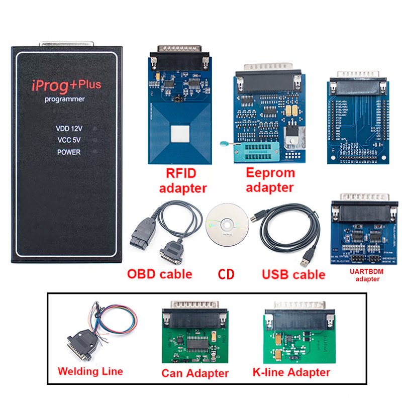 2023 iprog pro V87 Full Iprog + Plus 777 with 6 adapters 3in1 IMMO/Mileage/Airbag Reset EEPROM OBD2 Auto Key Programmer Tool