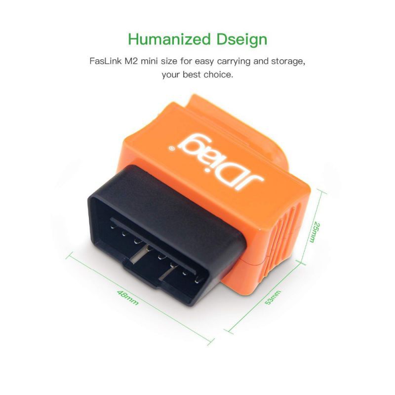JDiag Bluetooth OBD2 Scanner Code Reader Faslink M2 Professional Vehicle Diagnostic Tool Compatible iPhone & Android (Orange)