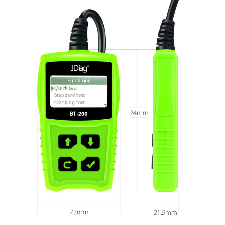 JDiag BT200 Universal 12V Battery Analyzer Digital Tester Detect Bad Cell Test