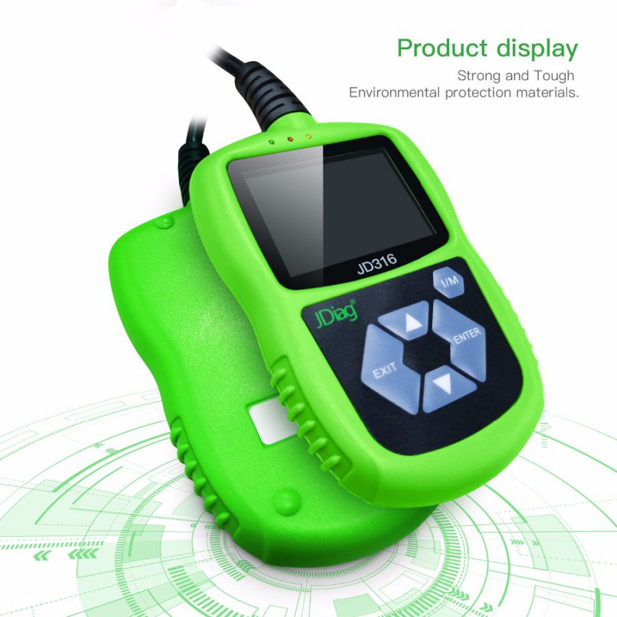 JDiag JD316 OBD2 Scanner Automotive Engine Fault Code Reader CAN Diagnostic Scan Tool (Green)