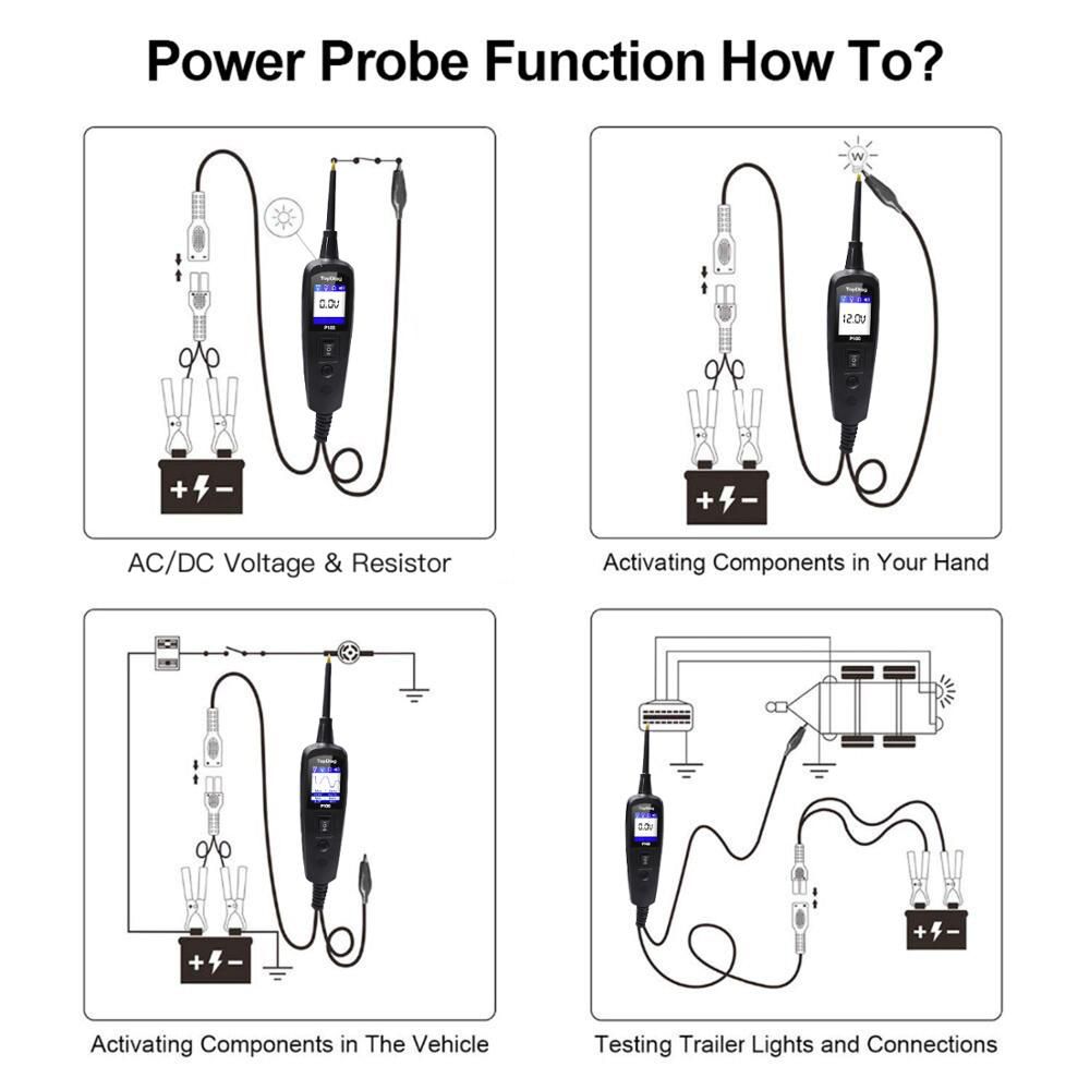 JDiag Power Pro P100 New Generation Automotive Electrical Circuit System Tester for Cars and Trucks