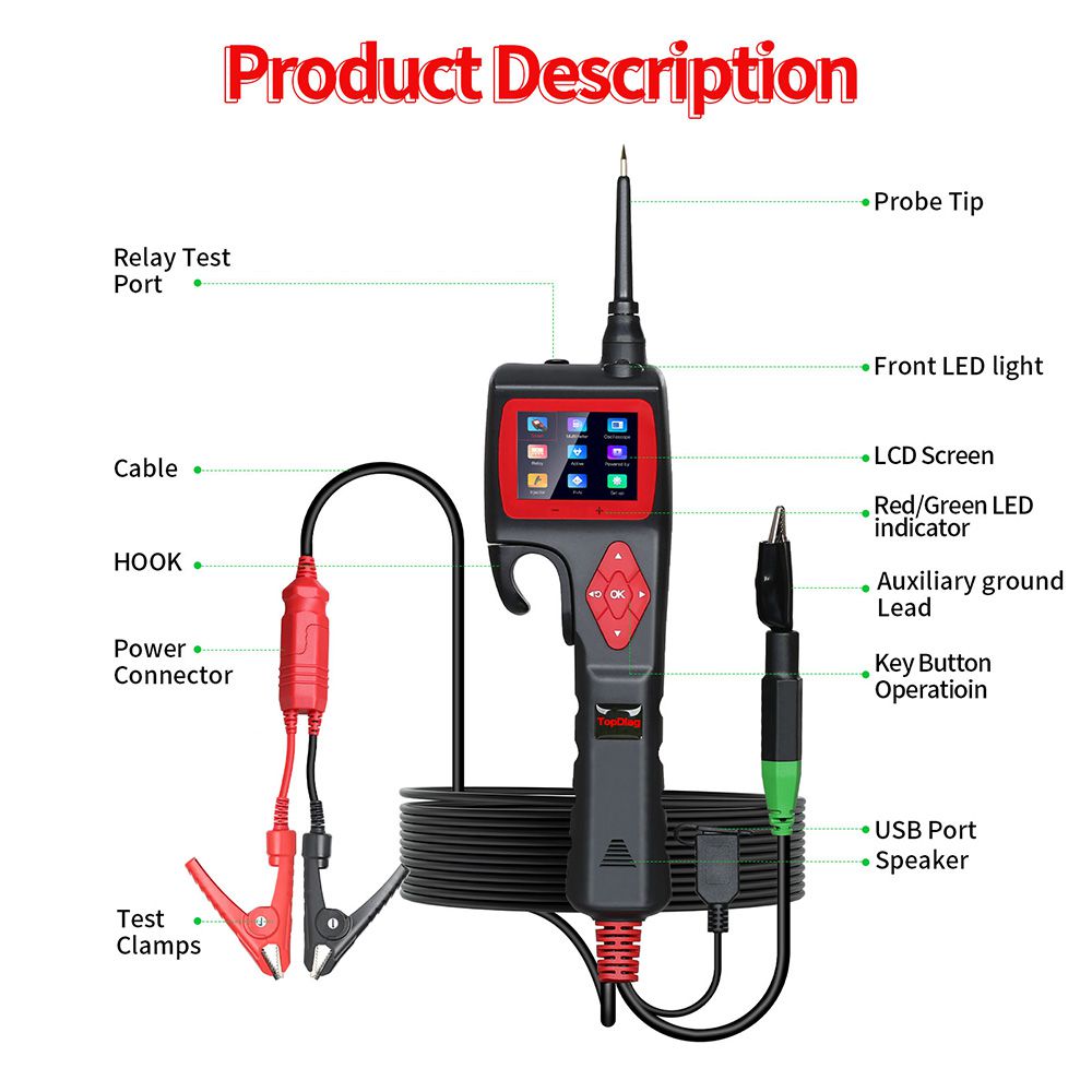 TOPDIAG P200 Automotive Electric Circuit System Tester für Auto LKW Motorrad Boot