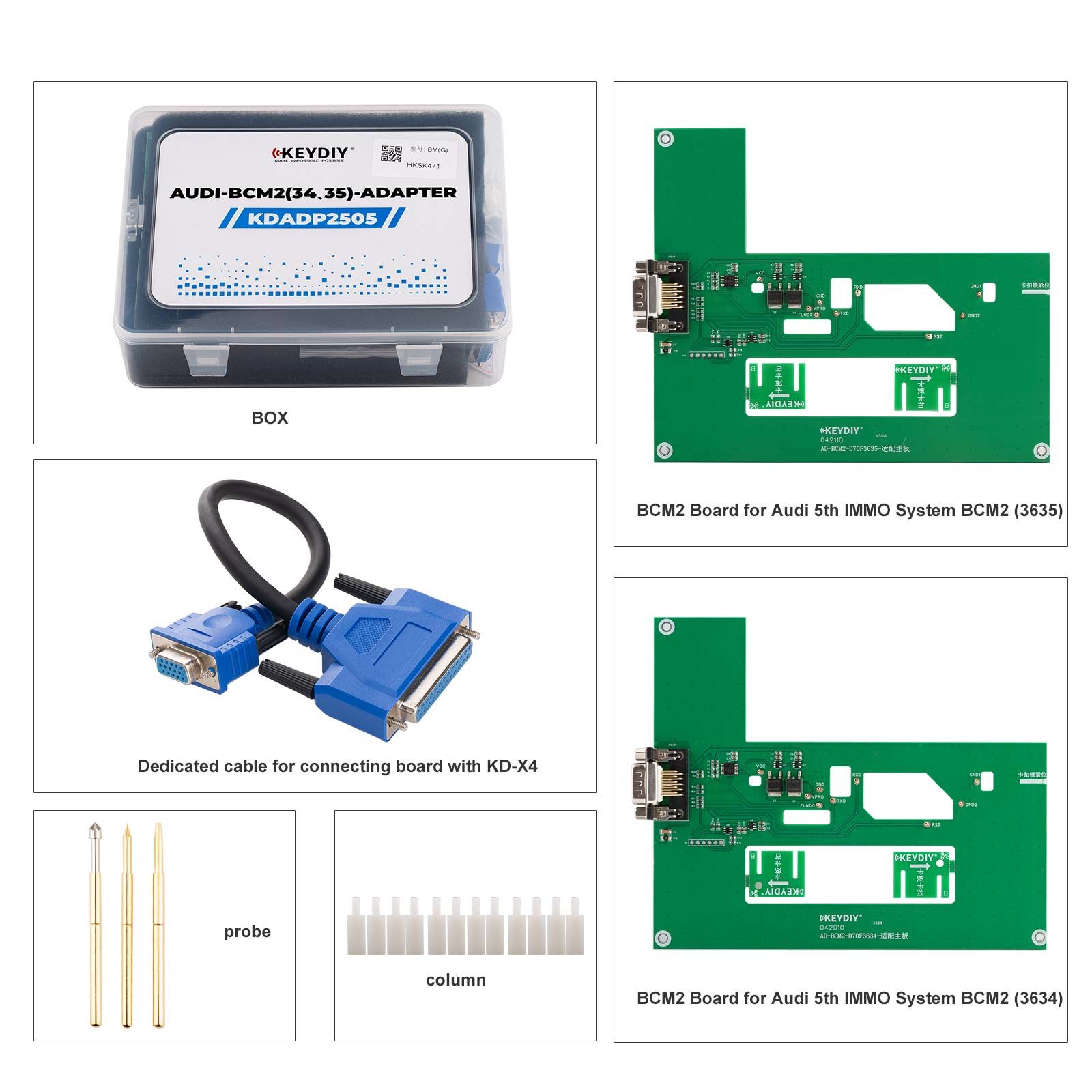 KEYDIY BCM2 (34 35) Adapter KDADP2505 for Audi 5th IMMO System BCM2 (3634, 3635) Work with KD-X4
