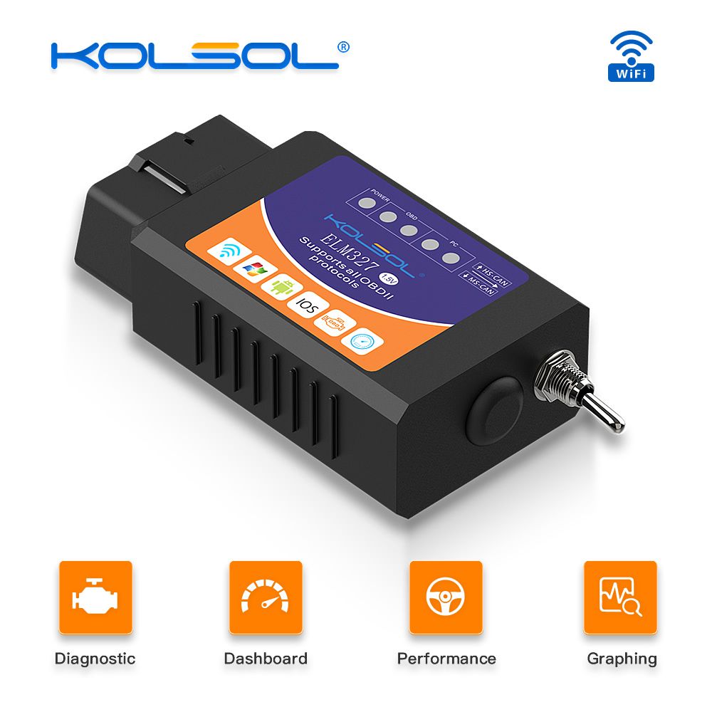 Escáneres olsol Elm 327 WiFi obd2 V1.5 Elm 327 con escáneres de vehículos de conmutación