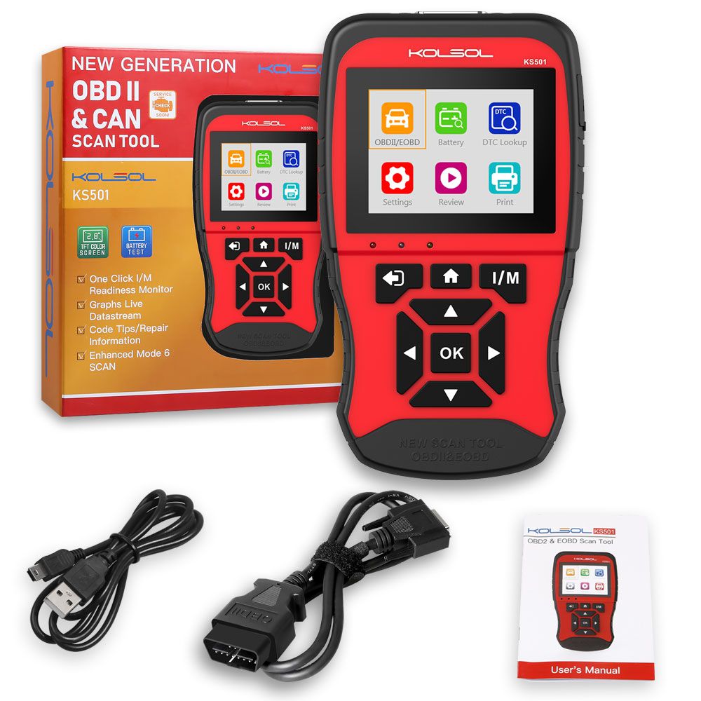  KOLSOL KS501 New Generation OBDII & EOBD Scan Tool for Universal Vehicles Automotive Scanner Diagnostic Tool