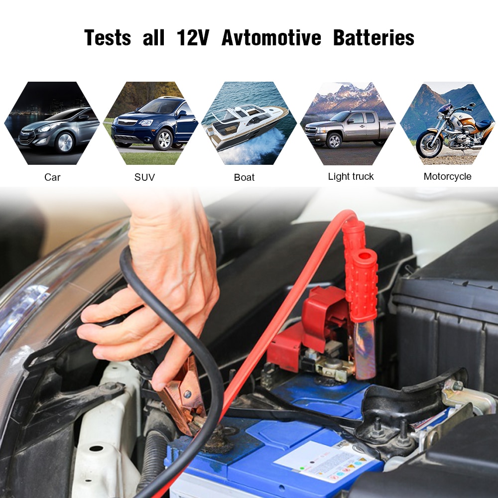 Konnwei kw208 probador de baterías automotrices 12v 100 a 2000cca probador de circuitos de carga de arranque analizador de baterías de 12 voltios herramienta de baterías