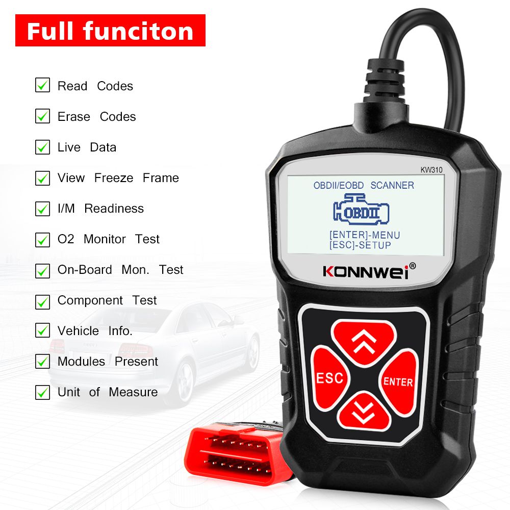 Konnwei kw310 obd2 escáneres OBD automáticos 2 herramientas de diagnóstico de escáneres automotrices herramientas automotrices escáneres automotrices ruso PK elm327