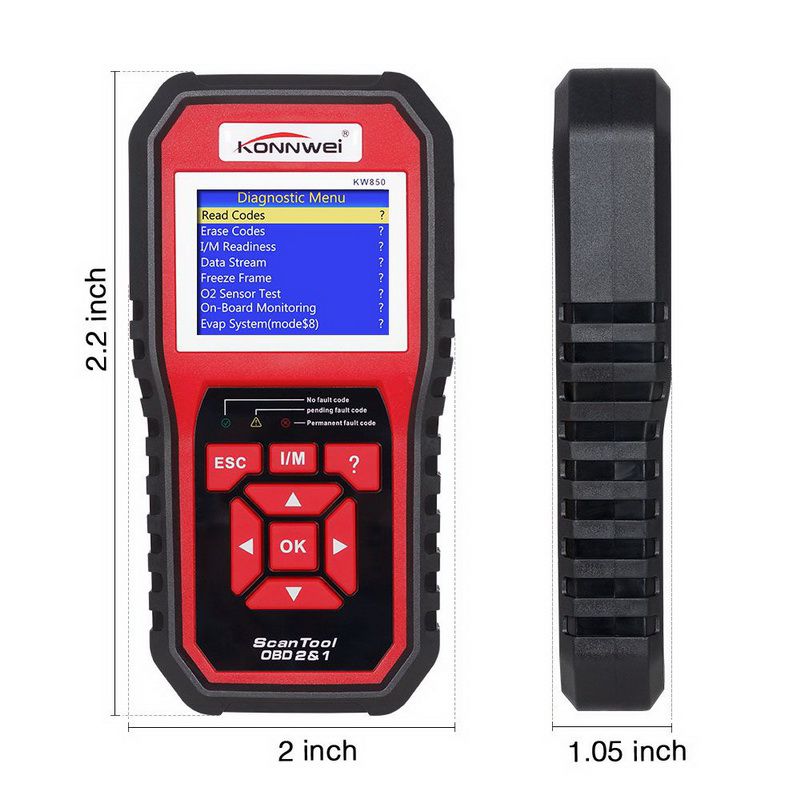 Konnwei kw850 obd2 eobd lector de código de avería automotriz escáner de diagnóstico automático OBD 2 multilingüe