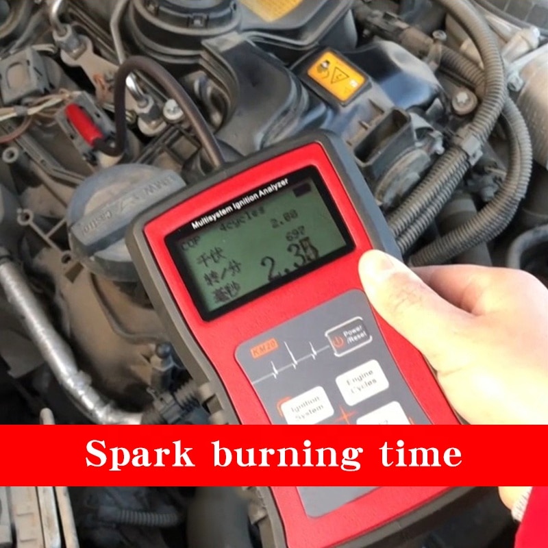 KZYEE KM20 Multi-system Ignition Analyzer Tester Measure RPM Spark Volt Spark Burn Time Car Spark Plug Tester Spark System Check