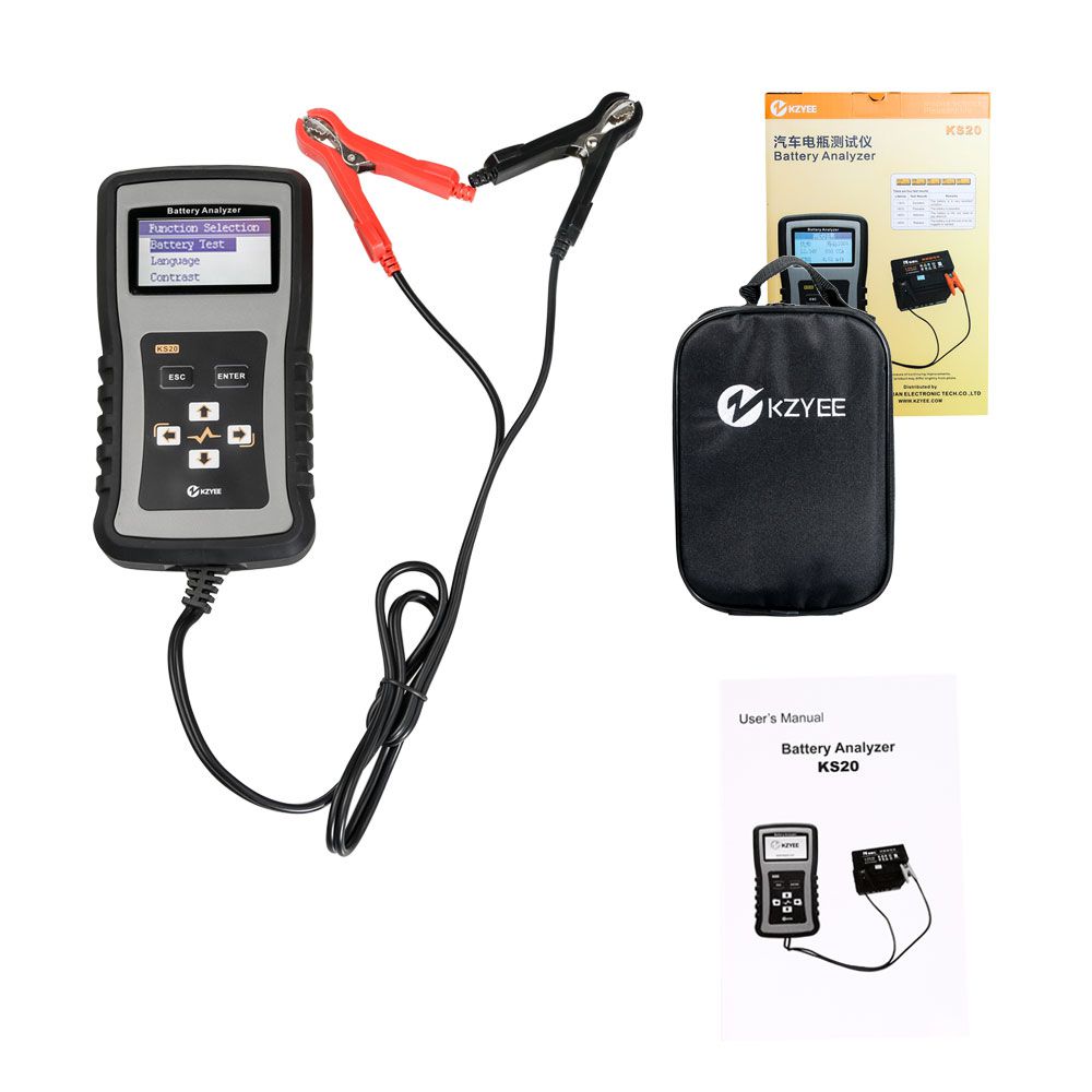 KZYEE KS20 Battery Analyzer for 12/24V Cars 100-1700 CCA Automotive Battery Load Tester Cranking and Charging System Diagnostic Tool