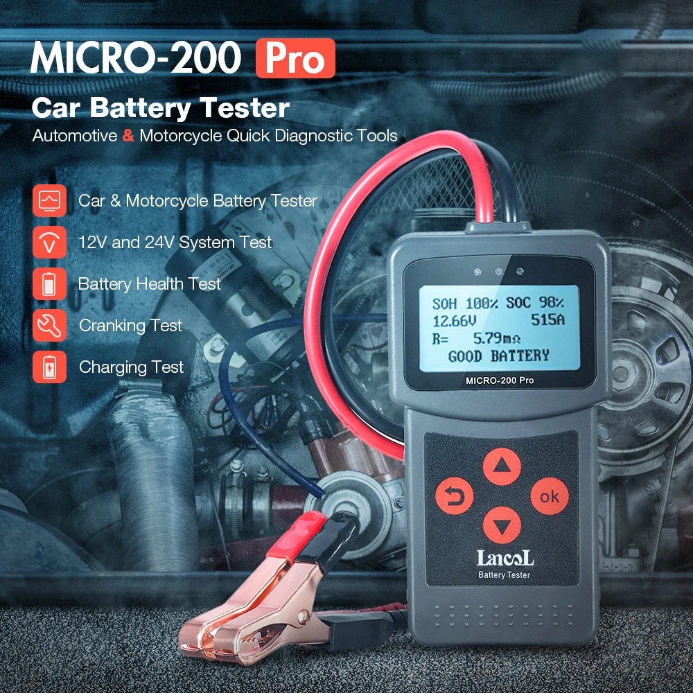 Lancol micro 200pro 12v medidor de capacidad de batería taller de garaje medidor de batería automotriz maquinaria de herramientas automáticas