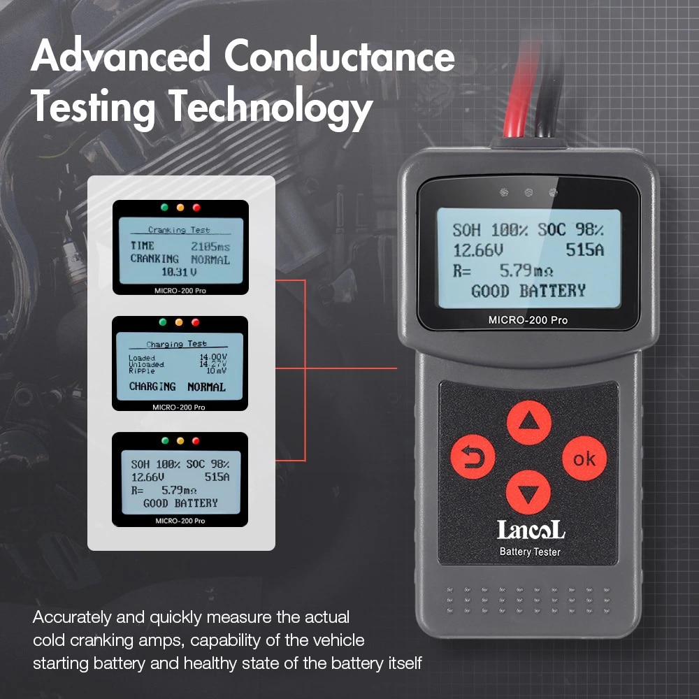 Lancol Micro200Pro 12v Battery Capacity Tester Car Battery Tester For Garage workshop Auto Tools  Mechanical