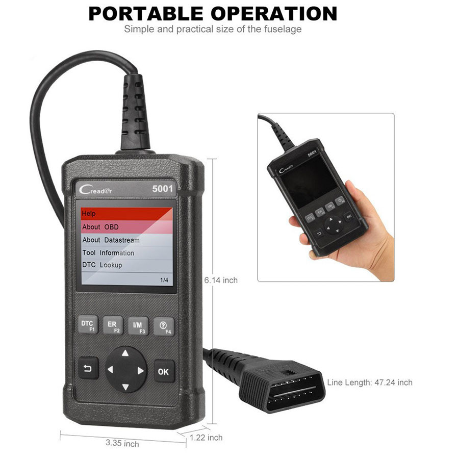 Activar la herramienta de diagnóstico de fallas creader 5001 Code Reader full OBDII / eobd Diagnostic functions